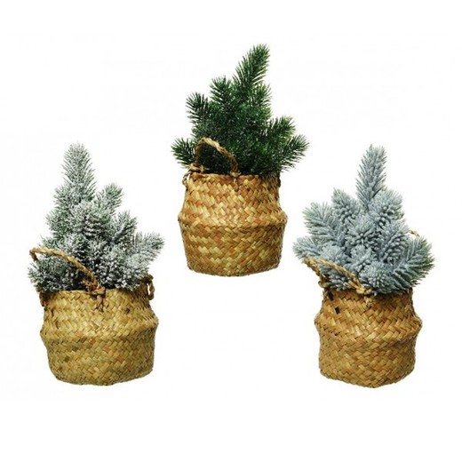 MINI SAPIN DE NOËL ARTIFICIEL AVEC PANIER Ø 13 X H 24cm. (3u.)