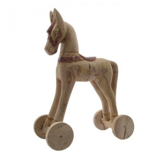 CABALLO MADERA MARRÓN + RUEDAS