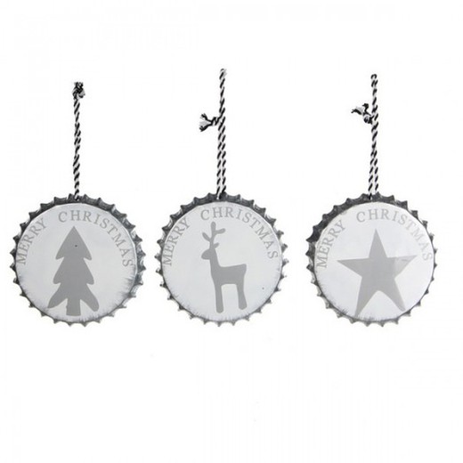 Feuille d'aluminium « Joyeux Noël » Blanc/Gris Diamètre 11 cm