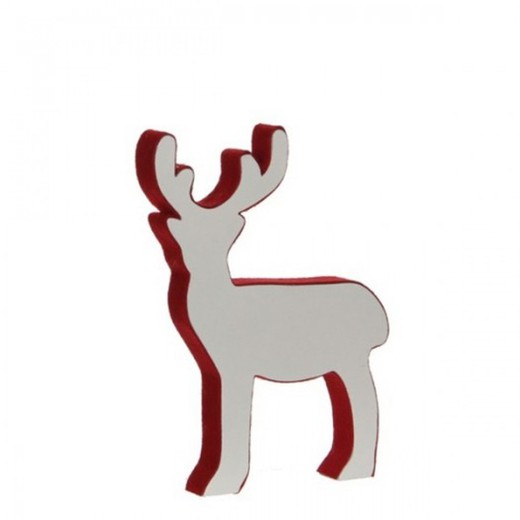 CERF EN BOIS BLANC + FEUTRE ROUGE