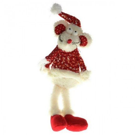 Poupée souris en peluche + robe de Noël. Rouge H20Cm