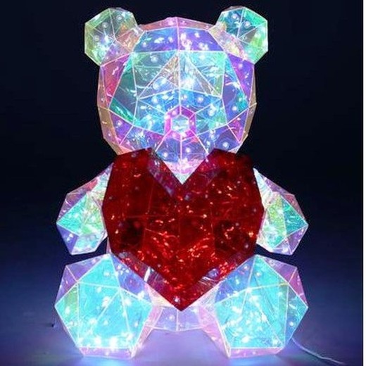 Ours en peluche avec coeur rouge LUMIÈRE LED H40 cm.