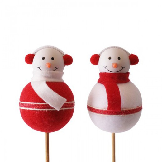 Pick Bonhomme de Neige Blanc/Rouge 8 X 50Cm. (10U.)