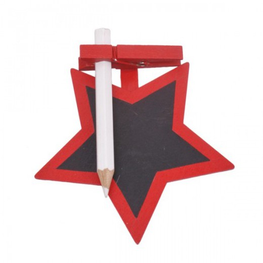 Pinza Estrella Pizarra + Lápiz 8,5Cm (Set. 10U.)