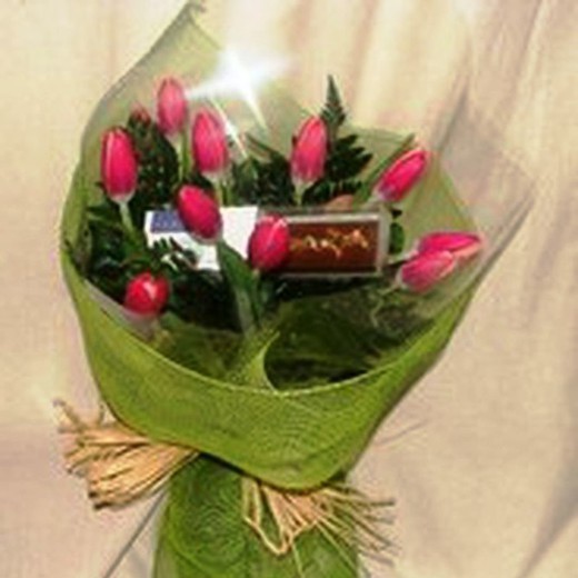 Bouquet de tulipes + Piccolos en chocolat