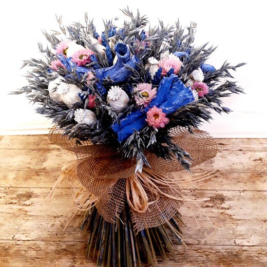 Bouquet de flores secas azul essencial