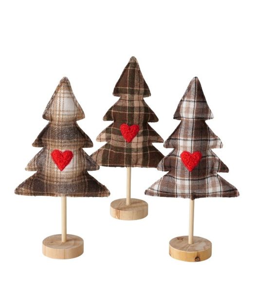 Árbol de Navidad "Checker" Marrón A Cuadros 16 X 7 X H30Cm. (3U.)
