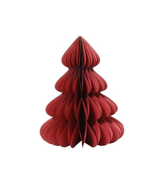 Árbol de Papel Rojo Y Borde de Oro Ø48 X H60Cm.