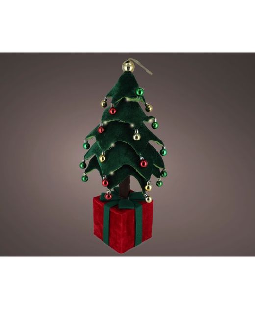 Árbol de Terciopelo Con Bolas de Colores Y Luces Led Ø20 X H45Cm.