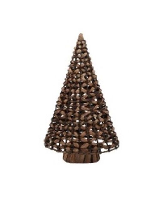 Árbol Navidad de Mimbre Hierro Y Base de Madera 40 X 21 X H64Cm.