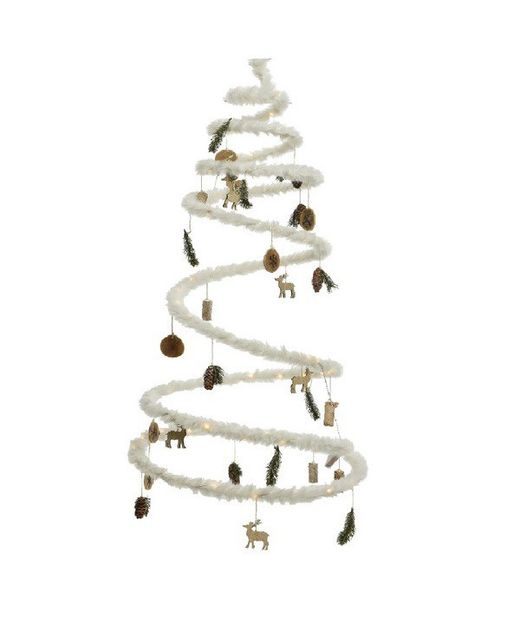 Árbol Plumas Guirnalda Blanco Y deco Ø 58Cm. (90 Led)