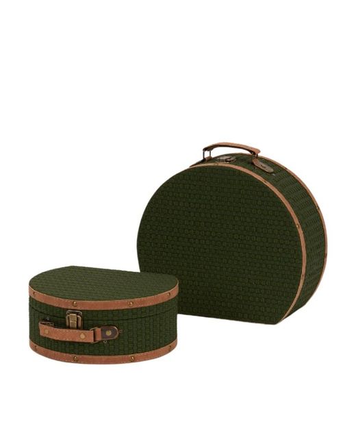 Baul de Cuero Ecológico Verde Oscuro 30 X 26 X H14Cm (Set 2U.)