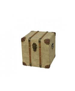 BAUL DE FUSTA I CUIR MARRÓ 60 x 36 x H 36cm. (Set 3u.)