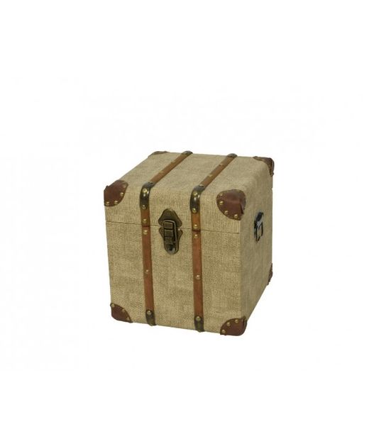 BAUL DE FUSTA I CUIR MARRÓ 60 x 36 x H 36cm. (Set 3u.)