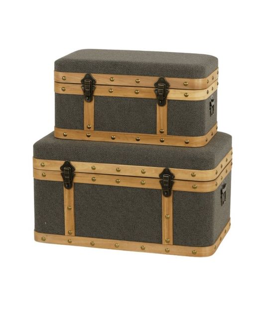 Baul de Tela Y Madera 59 X 36 X H33Cm. (Set 2U.)