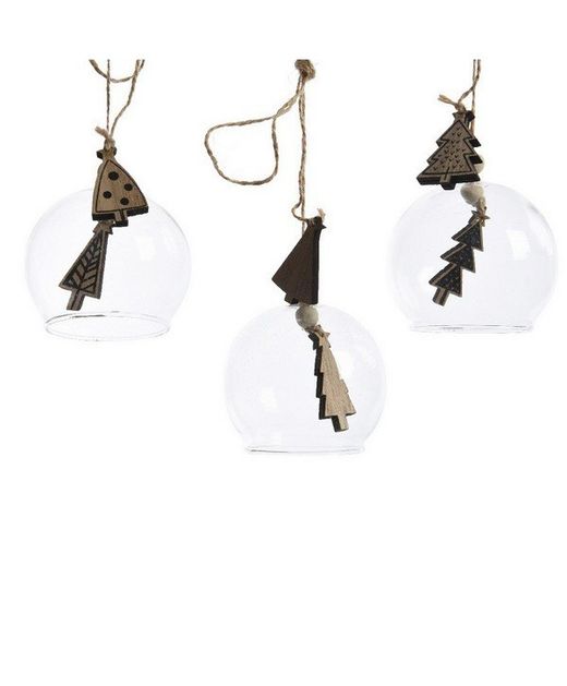 Bola de Navidad Cristal Con Árbol de Madera Ø7 X 9Cm.