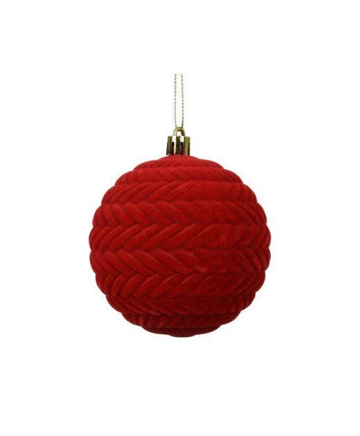 Bola de Navidad de Terciopelo Rojo Ø8Cm. (12U.)