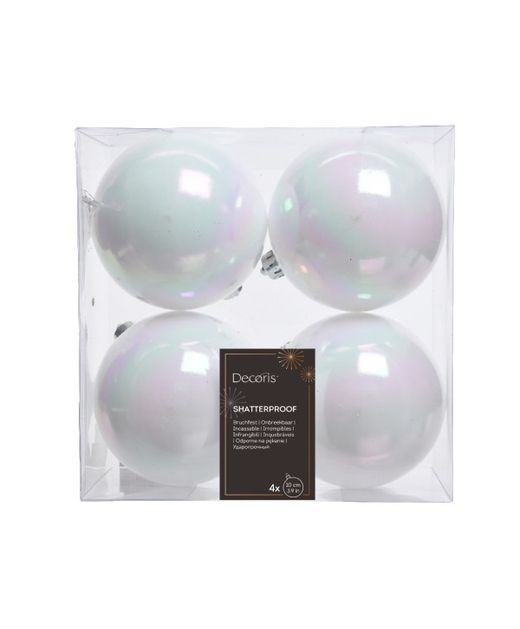 Bola de Navidad Plástico Blanco Iris Ø10Cm. (4U.)