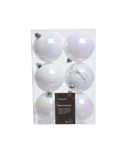 Bola de Navidad Plástico Blanco Iris Ø8Cm. (6U.)