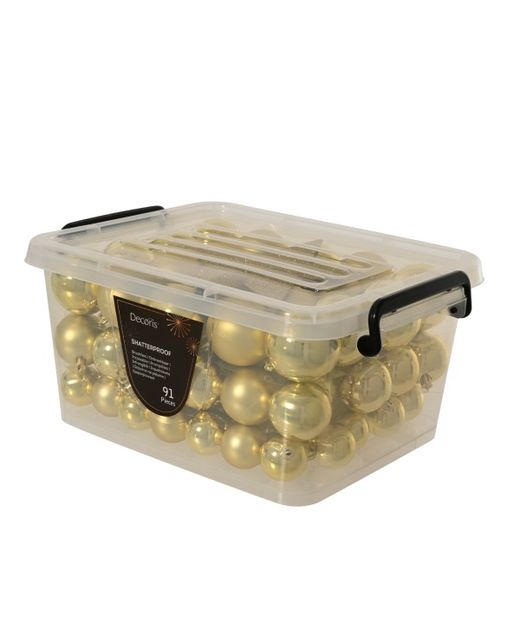 Bola de Navidad Plástico "Mezcla" Con Estrella Oro Ø4-6Cm. (90U.)