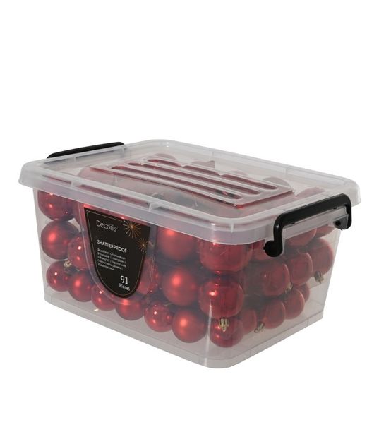 Bola de Navidad Plástico "Mezcla" Con Estrella Rojo Ø4-6Cm. (90U.)