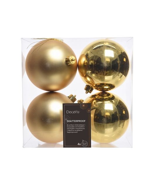 Bola de Navidad Plástico Oro Brillante Y Mate Ø10Cm. (4U.)
