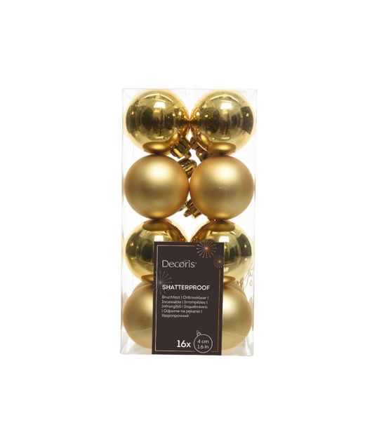 Bola de Navidad Plástico Oro Brillo Y Mate Ø4Cm. (16U.)