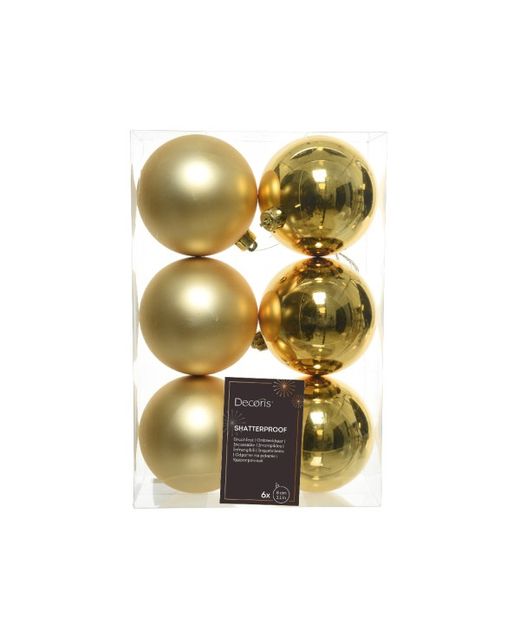 Bola de Navidad Plástico Oro Brillo Y Mate Ø8Cm. (6U.)
