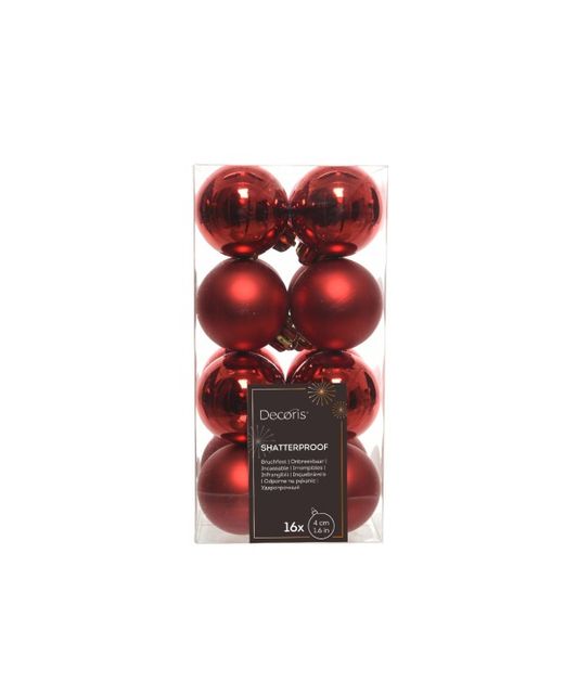 Bola de Navidad Plástico Roja Brillante Y Mate Ø4Cm. (16U.)
