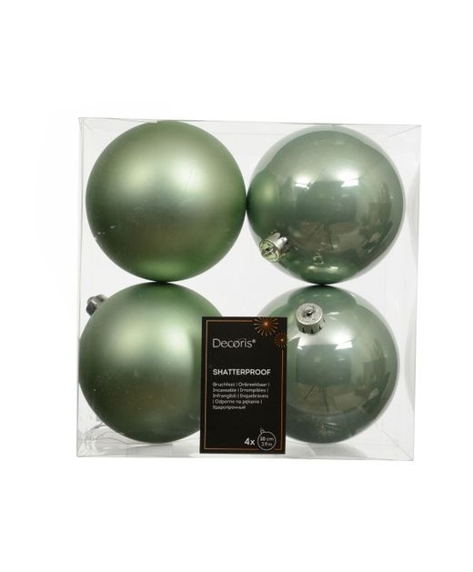 Bola de Navidad Plástico Verde Matcha Ø10Cm. (4U.)