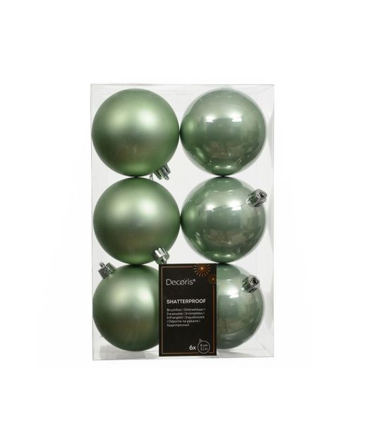 Bola de Navidad Plástico Verde Matcha Ø8Cm. (6U.)