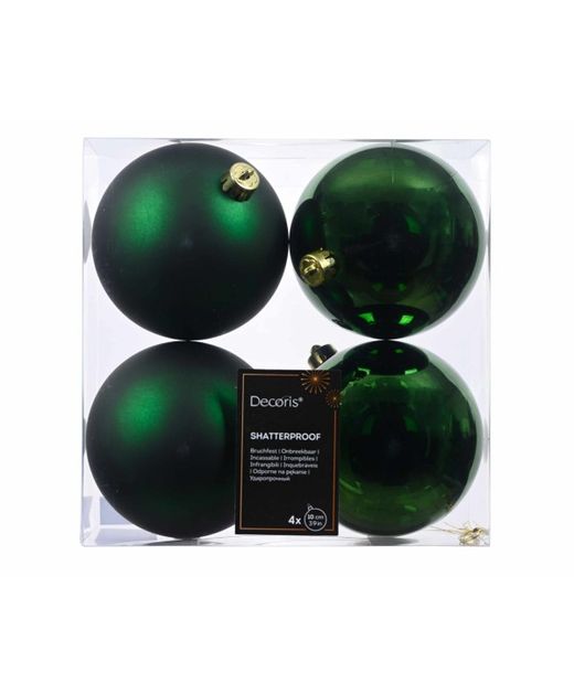 Bola de Navidad Plástico Verde Pino Ø10Cm. (4U.)