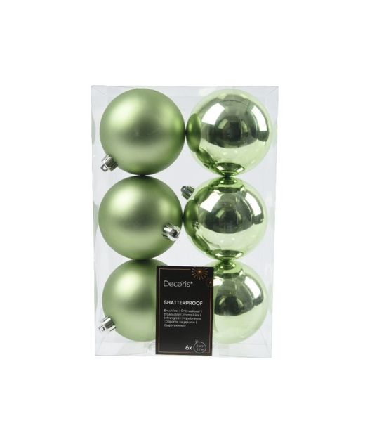 Bola de Navidad Plástico Verde Té Ø8Cm. (6U.)