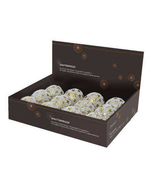 BOLA NADAL BLANCA AMB ESTRELLES OR Ø8cm. (12u.)