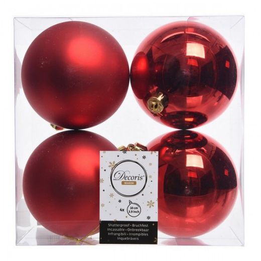 BOLA NAVIDAD PLÁSTICO ROJO BRILL.+ MATE
