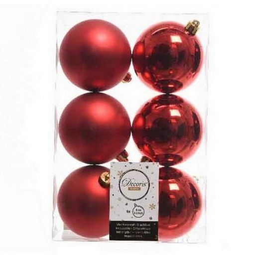 BOLA NAVIDAD PLÁSTICO ROJO BRILL.+ MATE