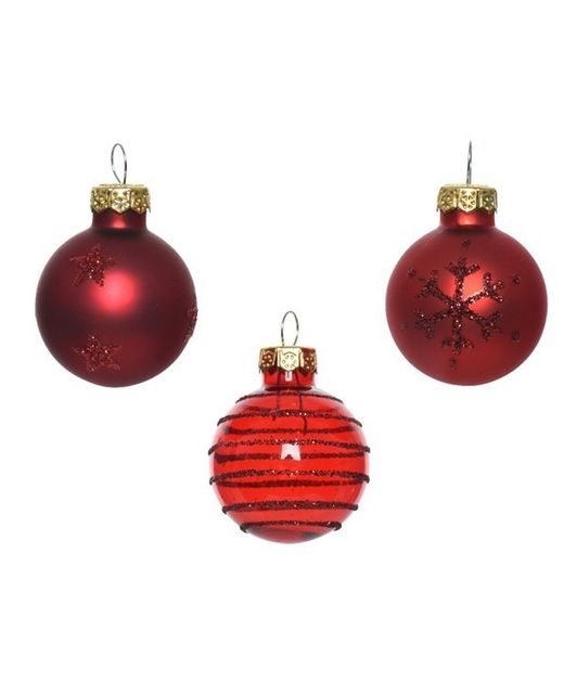 Bolas Navidad de Cristal - Mix Rojo Ø3Cm. (Tubo 9U.)