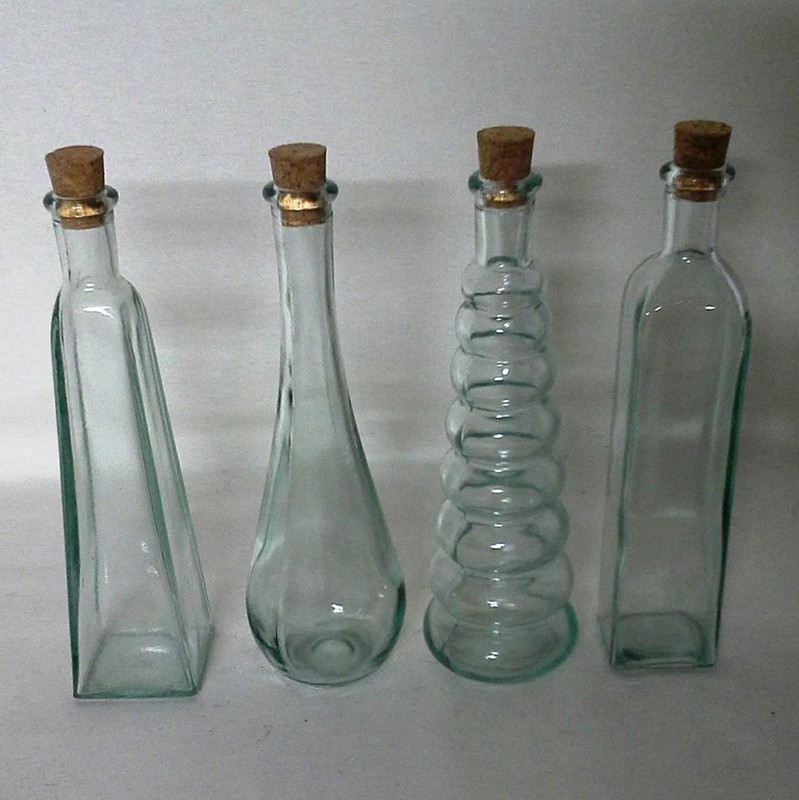 Gran cantidad de periscopio capitán Botellas Cristal Deco Pack de 4 — Floresfrescasonline