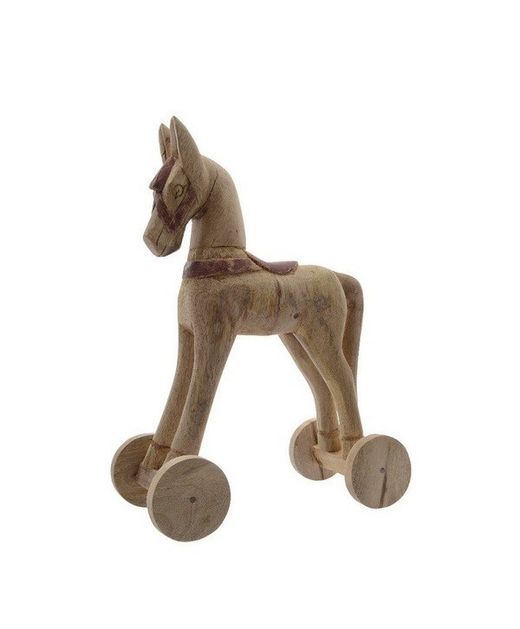 Caballo de Madera Marrón Pequeño Con Ruedas 23 X 11 X H36Cm.