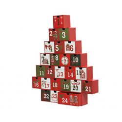 CALENDARI ADVENT VERMELL + CALAIXOS 37 X 6 X H45CM.