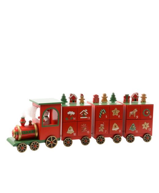 Calendario de Adviento Tren de Madera Con Cajones 48 X 9,5 X H15Cm.