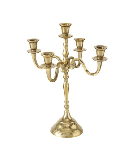 Candelabro Aluminio Dorado (5 Velas) 30X30Xh40Cm.