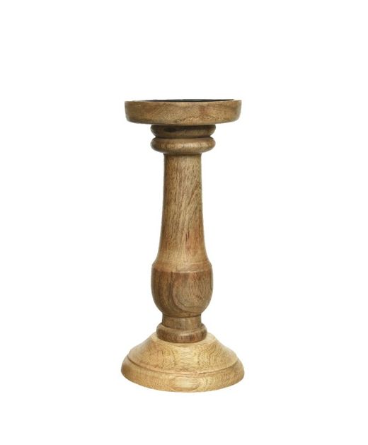 Candelabro de Madera Natural Crema Claro Ø 11 X H 25Cm.