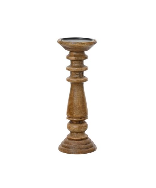 Candelabro de Madera Natural de Mango Marrón Ø12 X H36Cm.