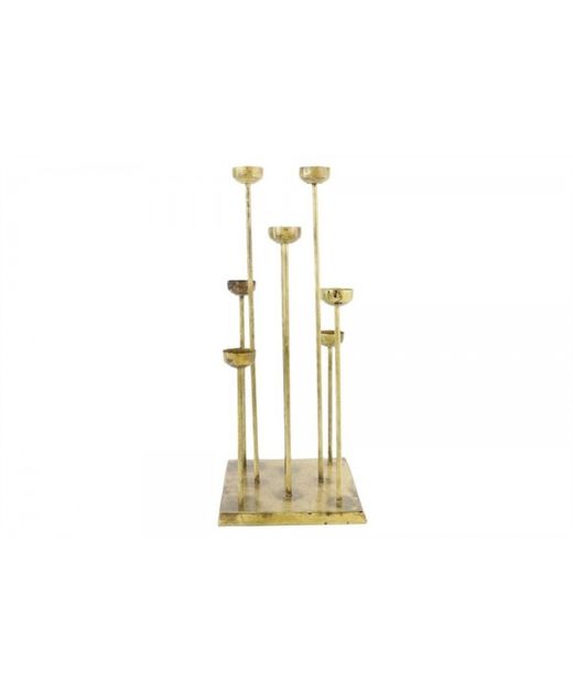 Candelabro de Metal Dorado (7 Velas) 25 X 25 X H60Cm.