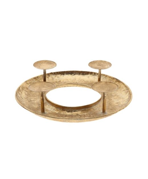Candelabro de Metal Dorado de Adviento Ø 38,5 X H 10,5Cm.