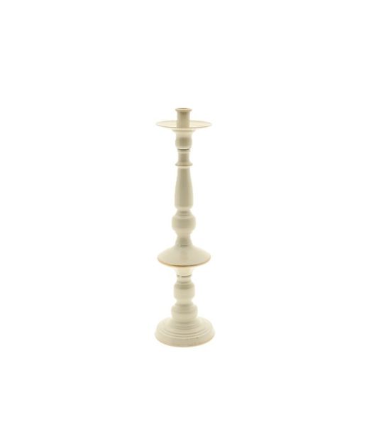 Candelabro de Metal Dorado Y Blanco Ø11X H40Cm.