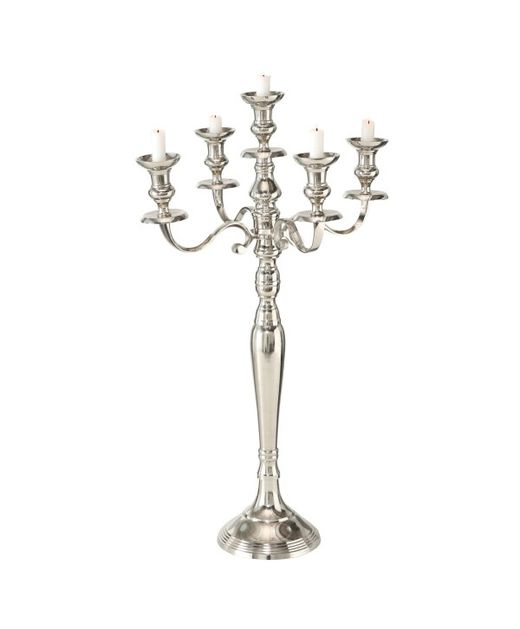 Candelabro de Metal Plateado (5 Velas) Ø 44,5 X H 73,5Cm.