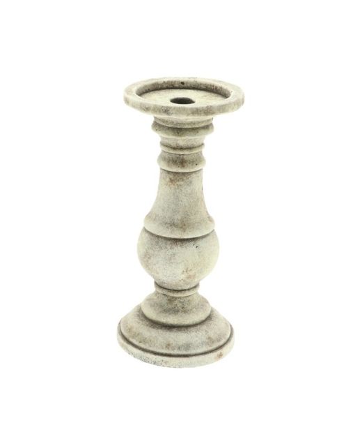 Candelabro de Piedra "Ava" Blanco Ø12,5 X H27Cm.