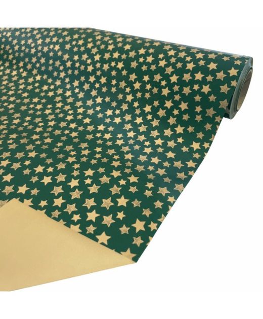 Celofán Opak Verde Oscuro Estrellas Oro-Oro 70 X 40M